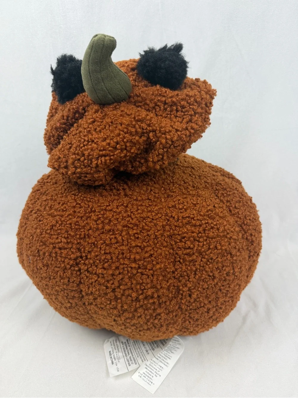 Pottery Barn Peek a Boo Cat Jack o' Lantern Pumpkin Plush Pillow Halloween NWT
